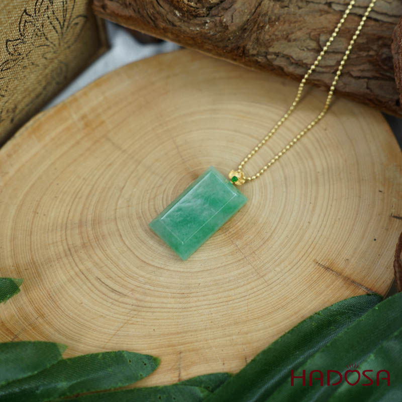 Mặt ngọc cẩm thạch Vô Sự Bài Nếp Lý 26x15x6mm