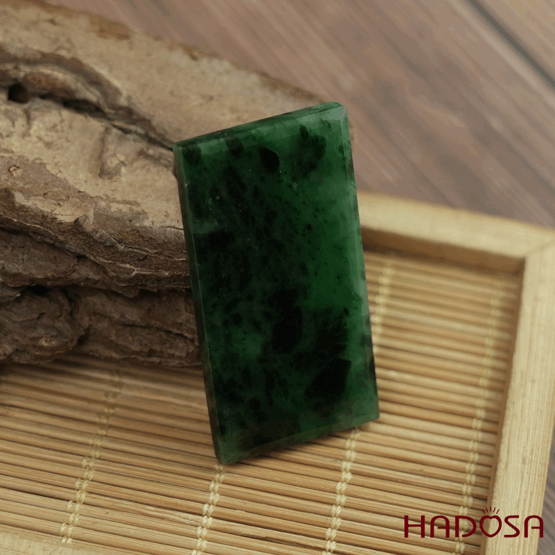 Mặt Cẩm Thạch Vô Sự Bài chữ nhật xanh sơn thuỷ 40x21x4mm