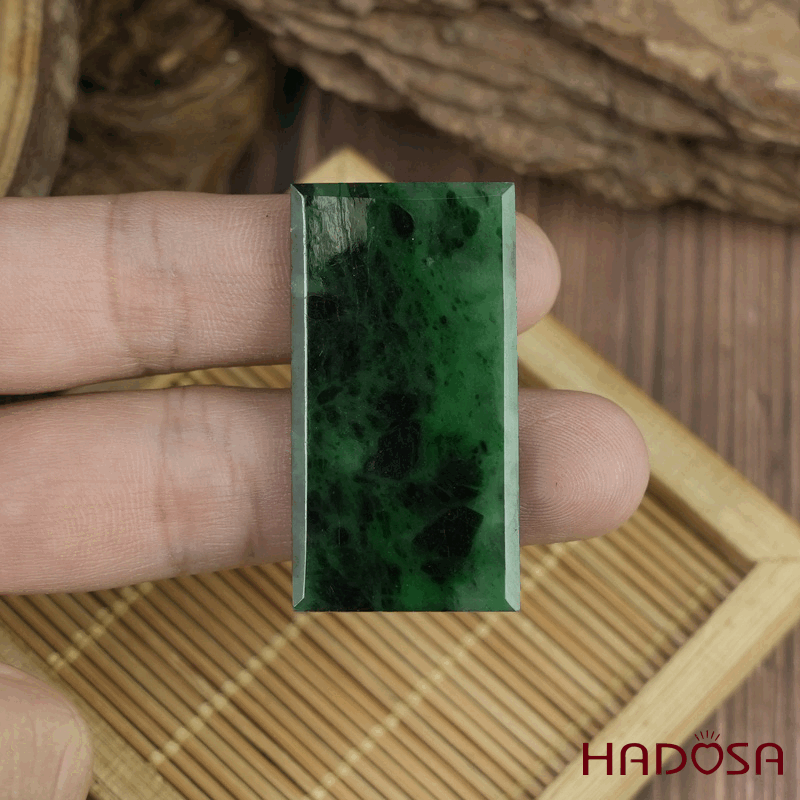 Mặt Cẩm Thạch Vô Sự Bài chữ nhật xanh sơn thuỷ 40x21x4mm