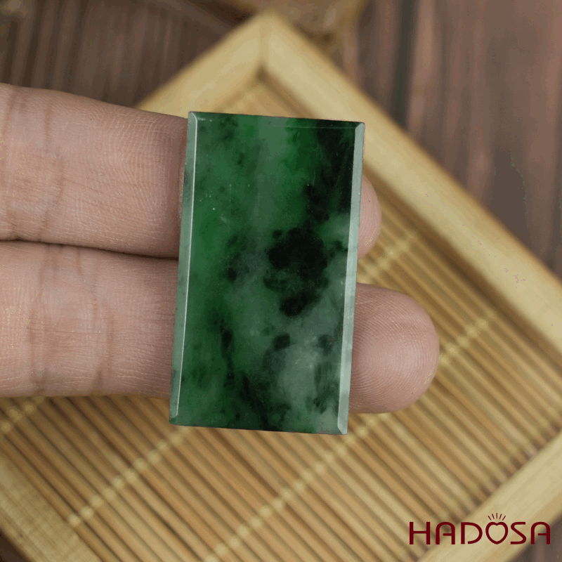 Mặt Cẩm Thạch Vô Sự Bài sơn thuỷ chữ nhật 35x20x4mm