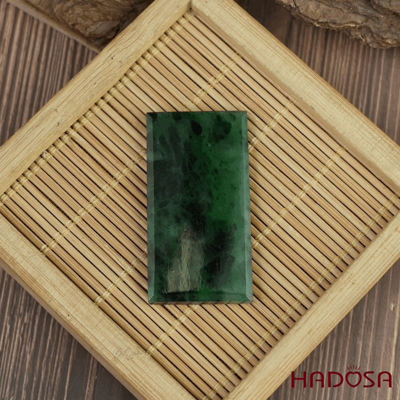 Mặt Cẩm Thạch Vô Sự Bài chữ nhật xanh sơn thuỷ 40x21x4mm