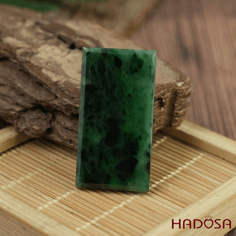 Mặt Cẩm Thạch Vô Sự Bài chữ nhật xanh sơn thuỷ 40x21x4mm