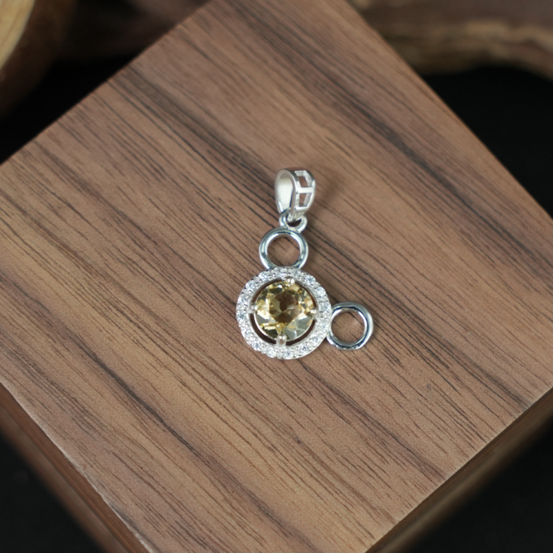 Mặt dây chuyền Citrine 6mm bạc 925