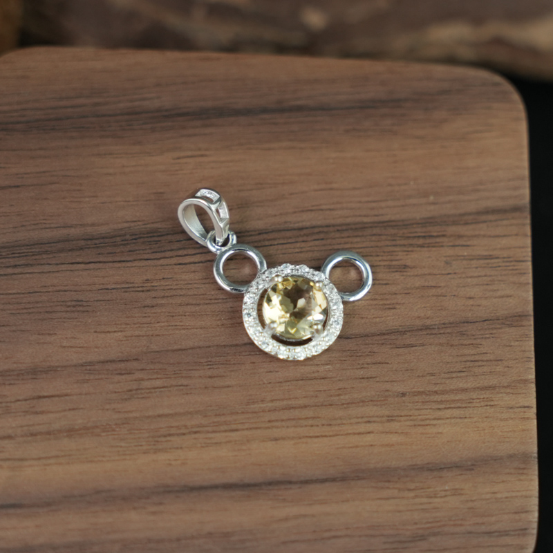 Mặt dây chuyền Citrine 6mm bạc 925