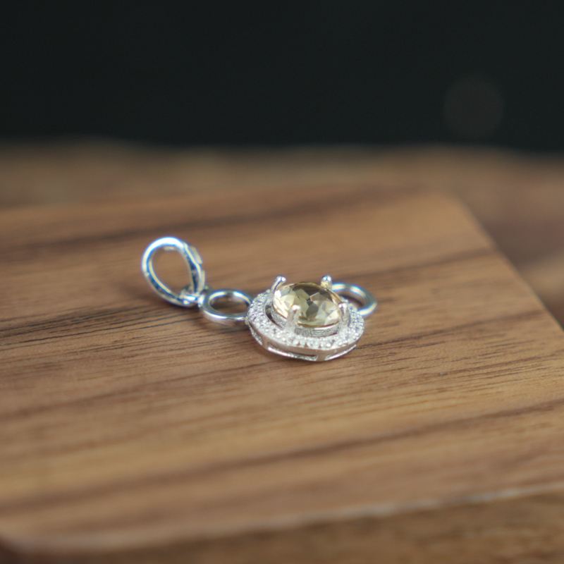 Mặt dây chuyền Citrine 6mm bạc 925