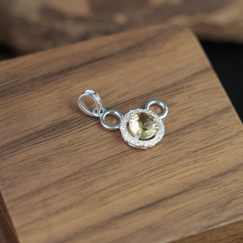 Mặt dây chuyền Citrine 6mm bạc 925