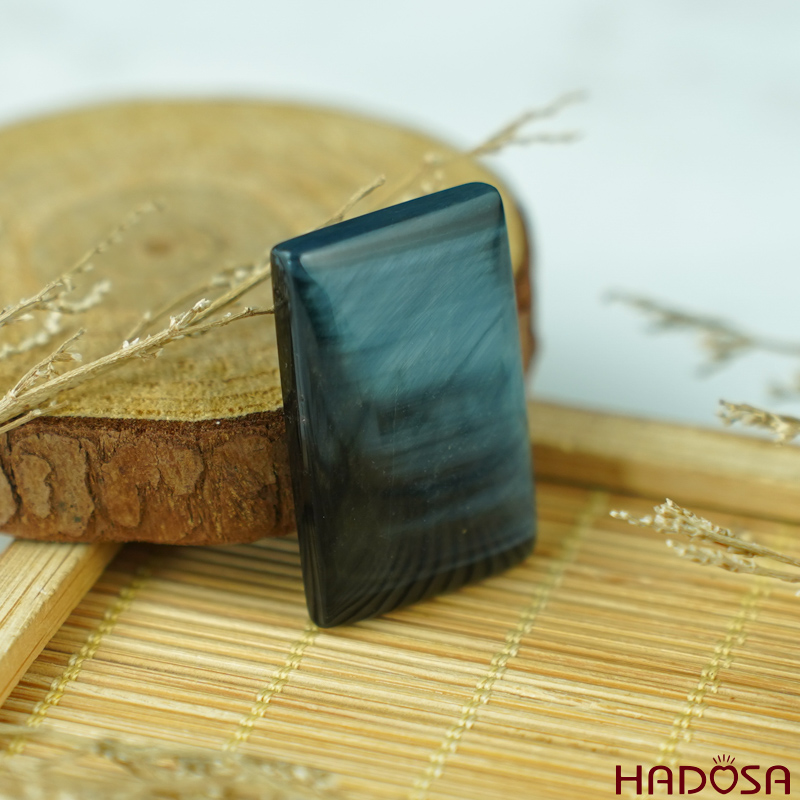 Mặt dây chuyền thạch anh mắt Hổ xanh đen 30x20mm  chuẩn 6A