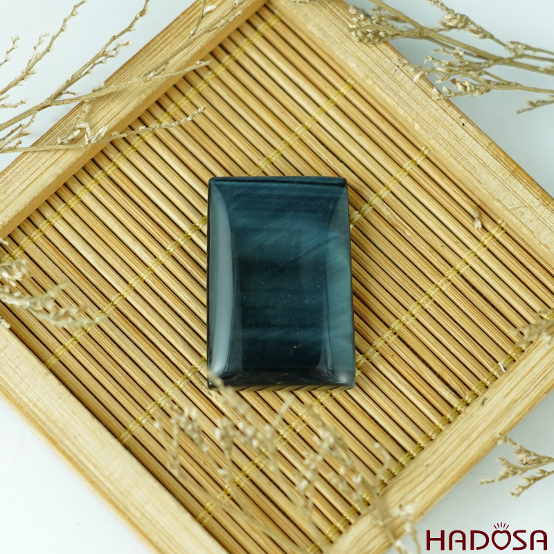 Mặt dây chuyền thạch anh mắt Hổ xanh đen 30x20mm  chuẩn 6A