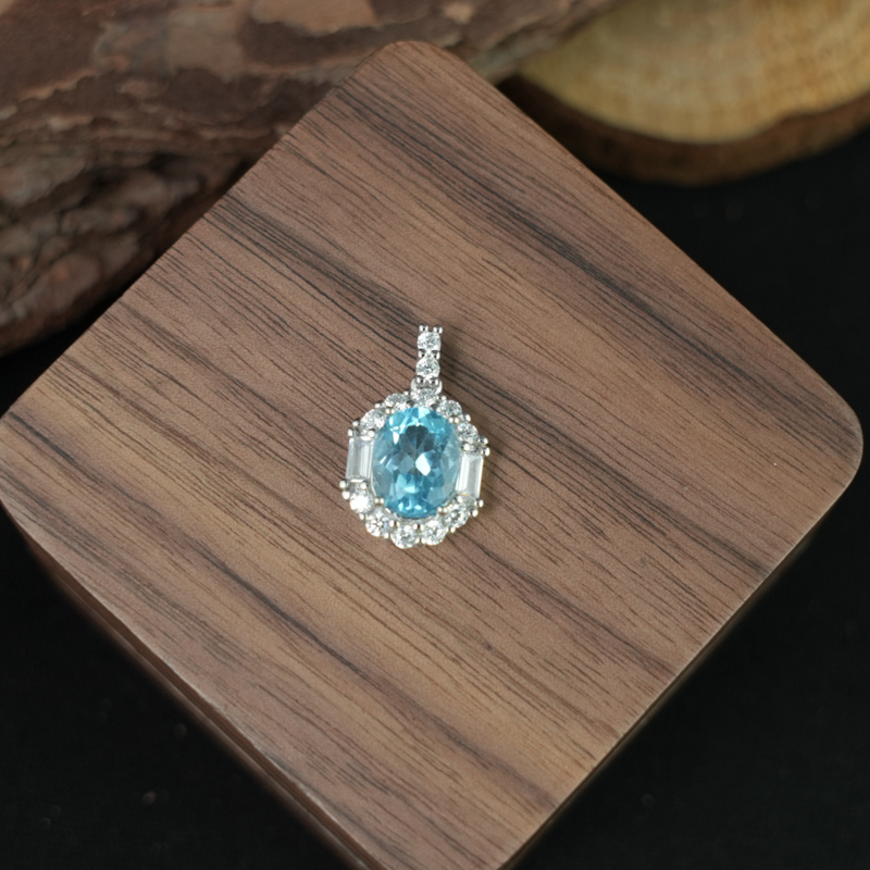 Mặt dây chuyền đá Topaz 7*9mm bạc 925
