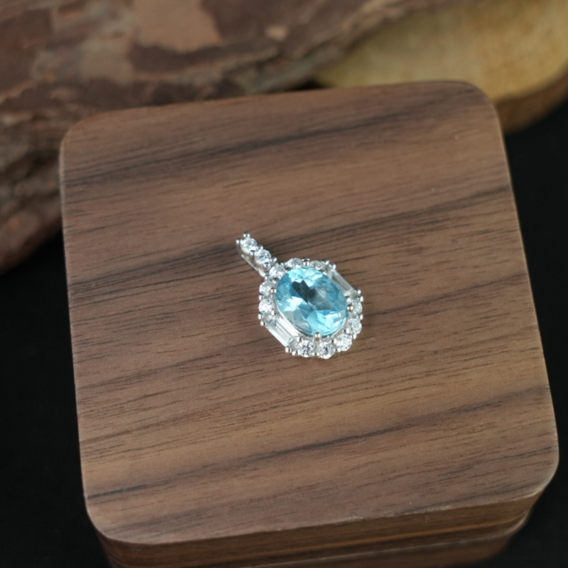 Mặt dây chuyền đá Topaz 7*9mm bạc 925