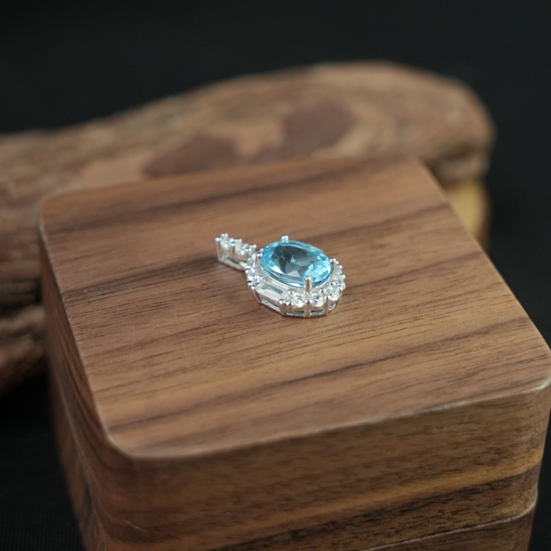 Mặt dây chuyền đá Topaz 7*9mm bạc 925