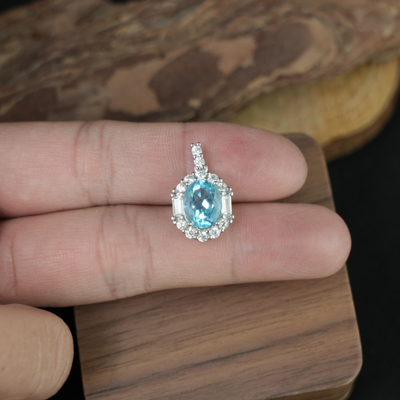 Mặt dây chuyền đá Topaz 7*9mm bạc 925