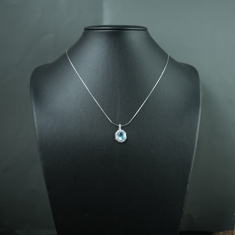 Mặt dây chuyền đá Topaz 7*9mm bạc 925