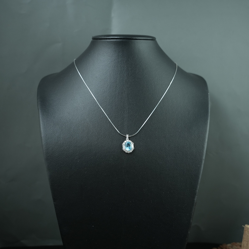 Mặt dây chuyền đá Topaz 7*9mm bạc 925