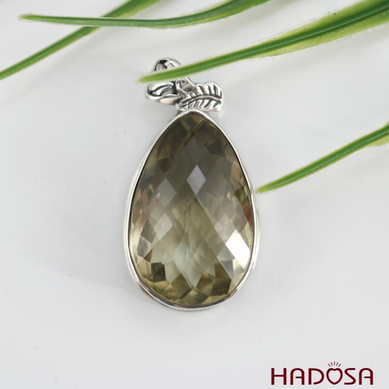 Mặt dây chuyền đá Topaz vàng chanh bạc 925