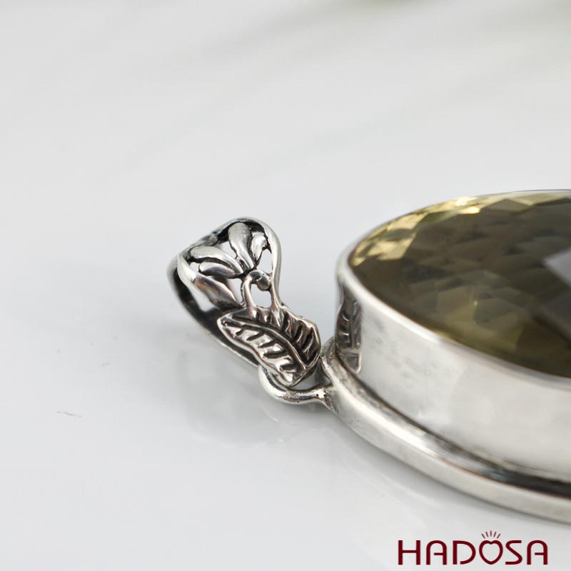 Mặt dây chuyền đá Topaz vàng chanh bạc 925