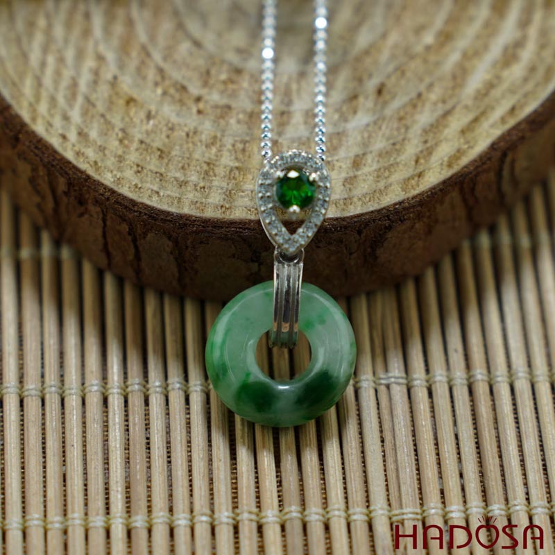 Mặt dây chuyền đồng điếu Ngọc Cẩm Thạch 13mm