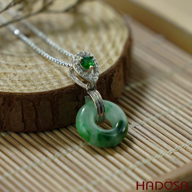 Mặt dây chuyền đồng điếu Ngọc Cẩm Thạch 13mm