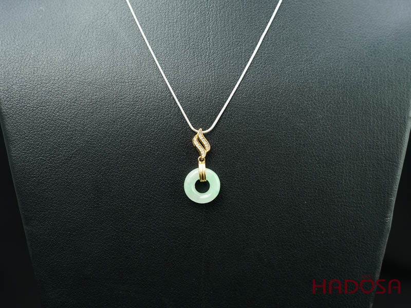 Mặt dây chuyền đồng điếu Ngọc Cẩm Thạch 13mm