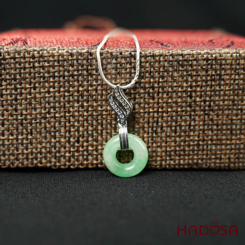 Mặt dây chuyền đồng điếu Ngọc Cẩm Thạch 13mm