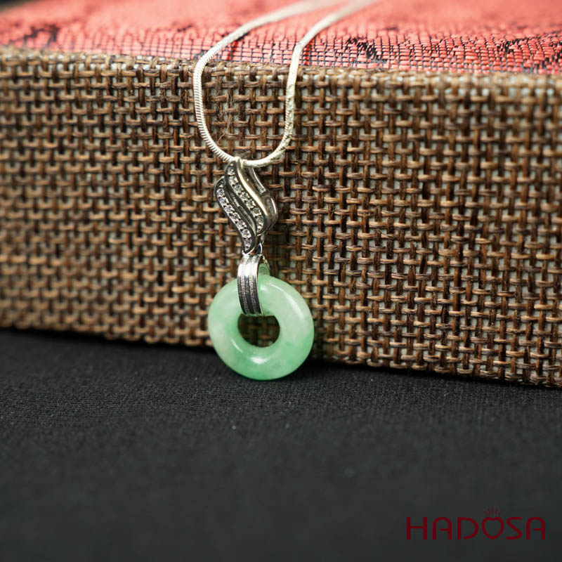 Mặt dây chuyền đồng điếu Ngọc Cẩm Thạch 13mm