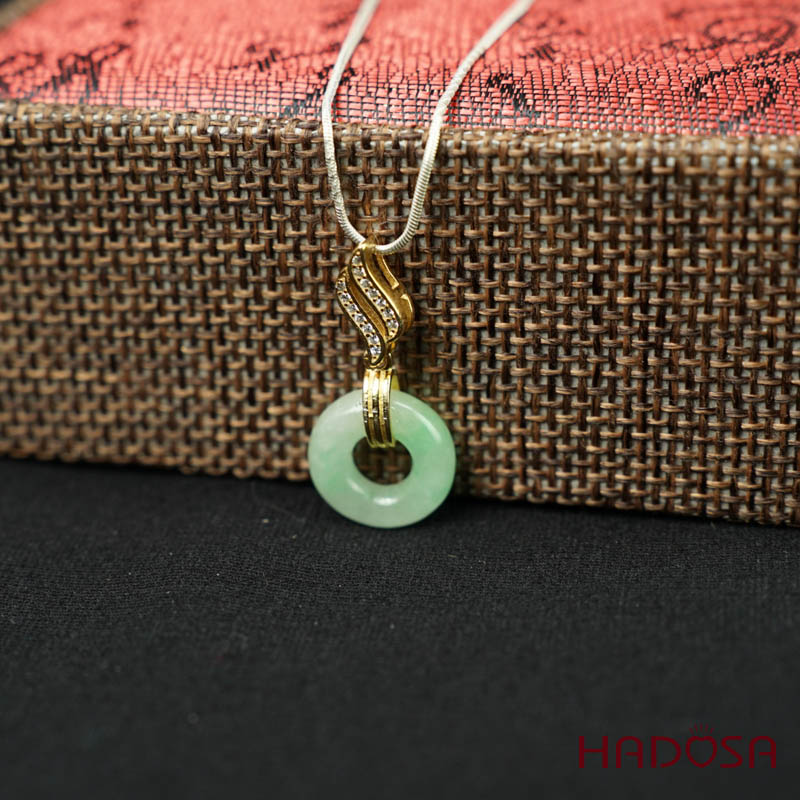 Mặt dây chuyền đồng điếu Ngọc Cẩm Thạch 13mm