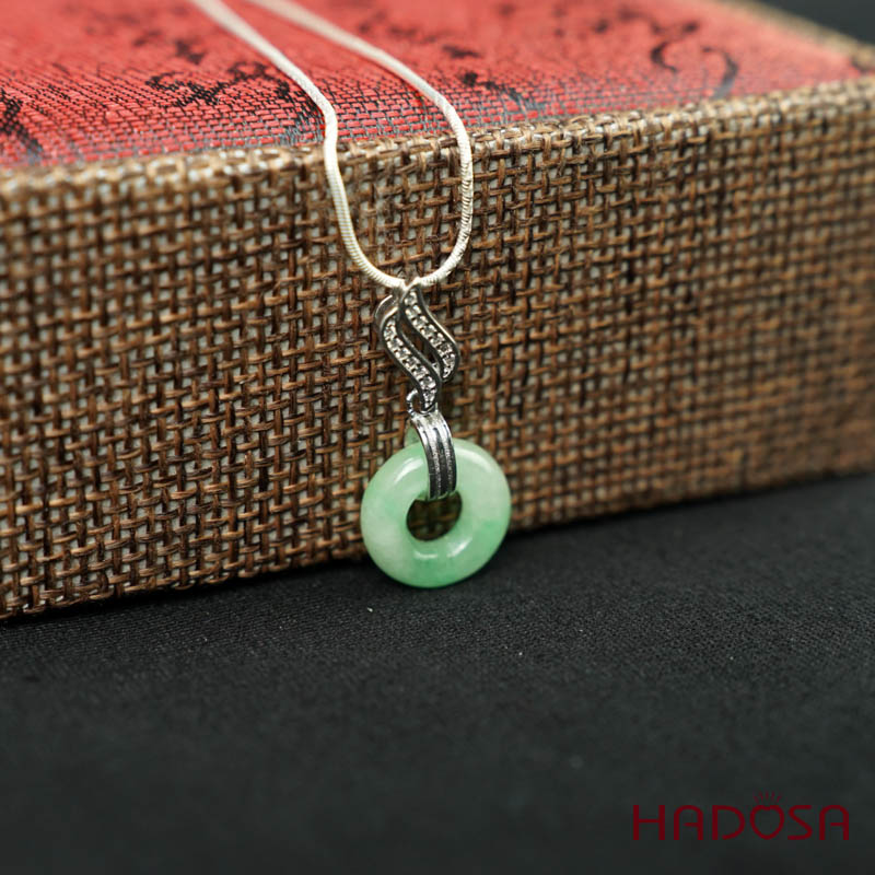 Mặt dây chuyền đồng điếu Ngọc Cẩm Thạch 13mm