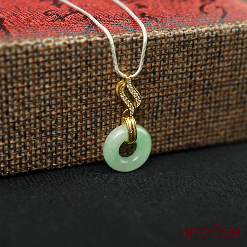 Mặt dây chuyền đồng điếu Ngọc Cẩm Thạch 13mm