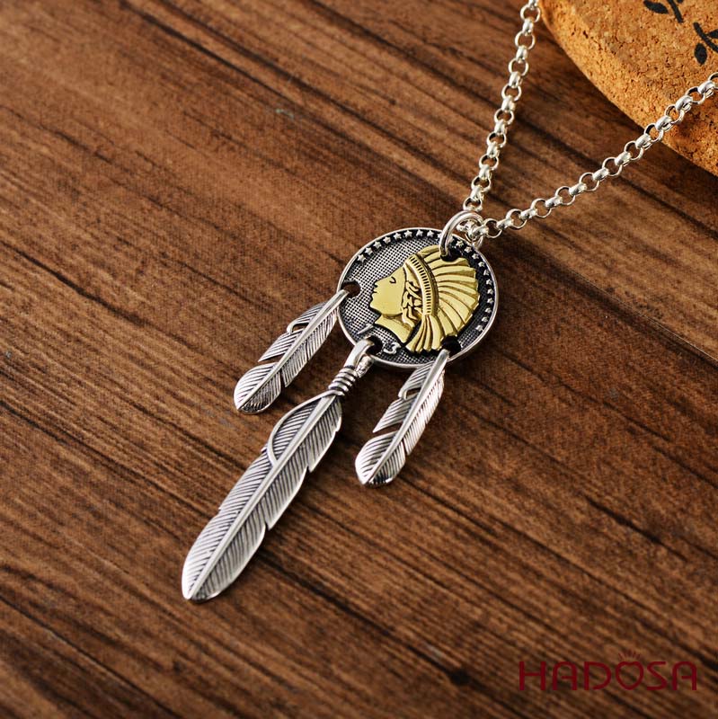 Mặt dây chuyền Dreamcatcher bạc Thái handmade HADOSA