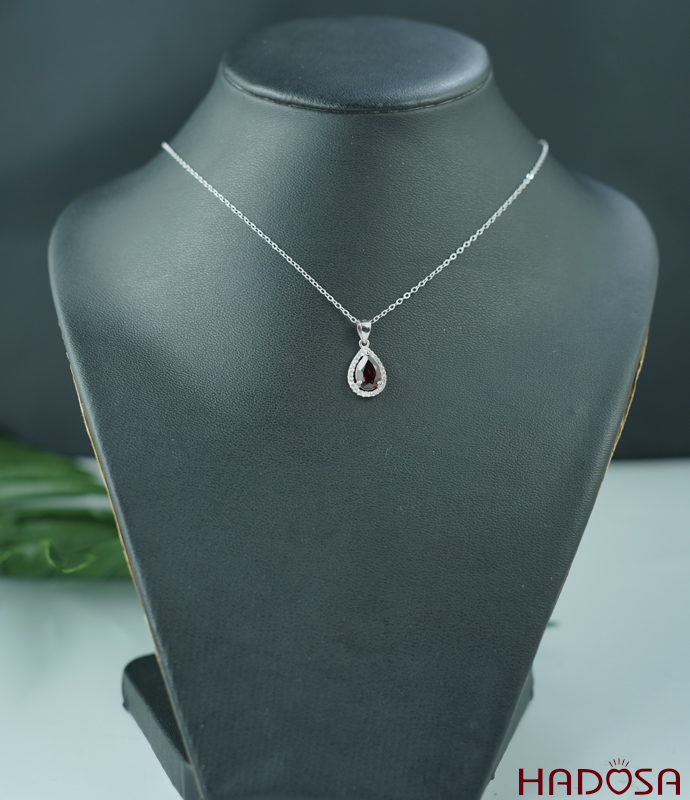 Mặt đá Garnet oval 7*10mm bạc 925