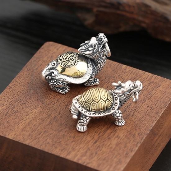 Mặt dây chuyền Long Quy bạc Thái