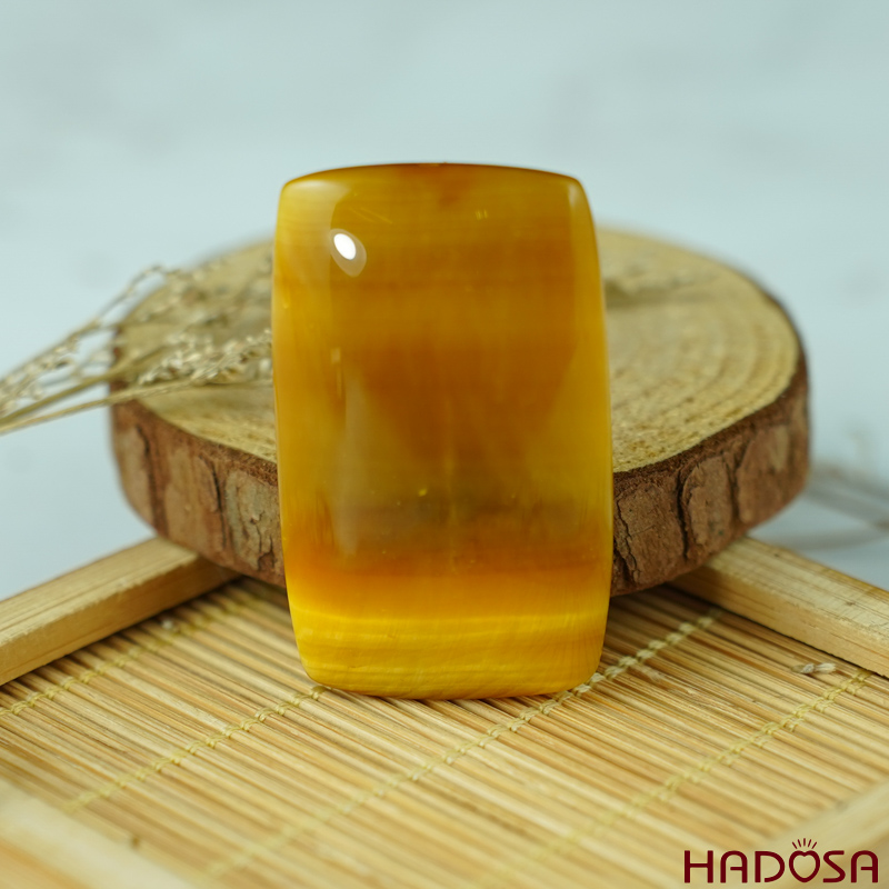 Mặt đá thạch anh mắt hổ vàng tâm 42x26mm chuẩn 6A