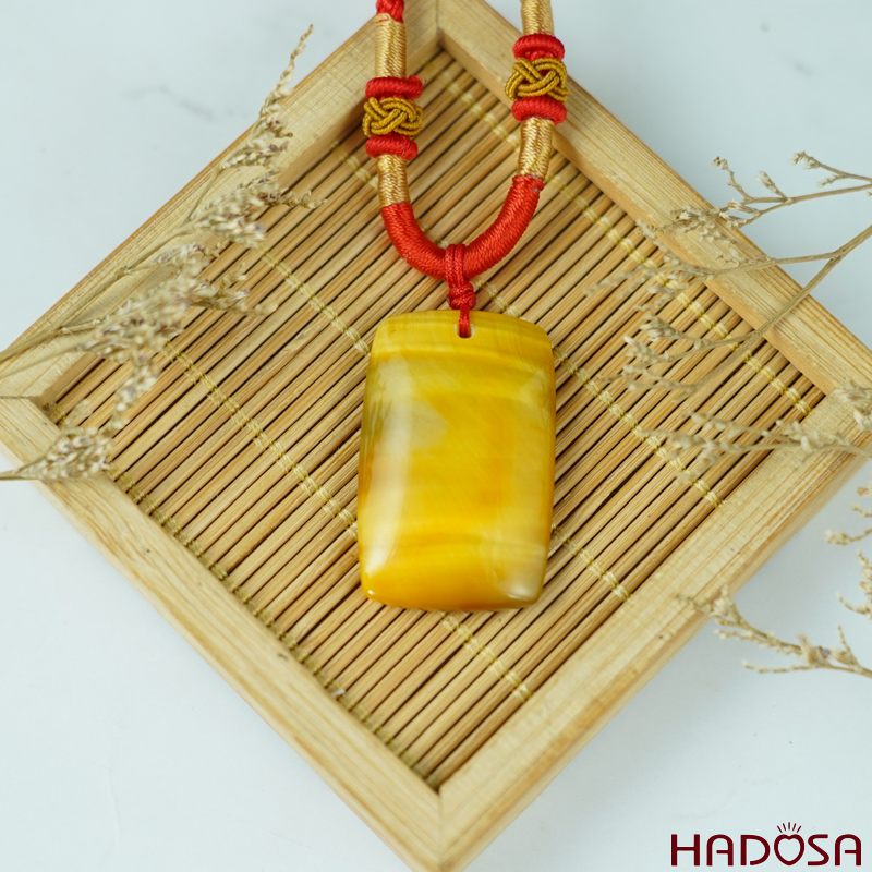 Mặt dây chuyền mắt hổ vàng tâm 34x21mm chuẩn 6A