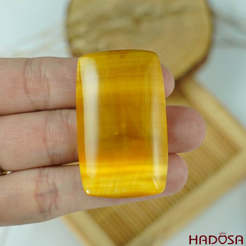 Mặt đá thạch anh mắt hổ vàng tâm 42x26mm chuẩn 6A