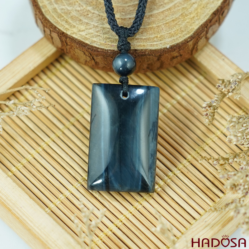 Mặt đá thạch anh mắt Hổ xanh đen 18x24mm  chuẩn 6A