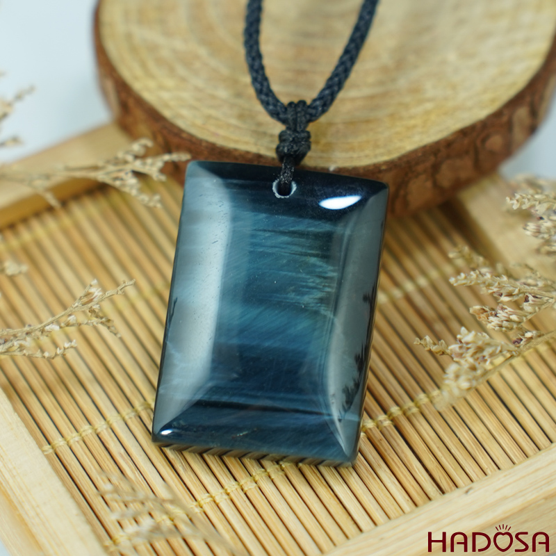 Mặt dây chuyền thạch anh mắt Hổ xanh đen 20x26mm chuẩn 6A