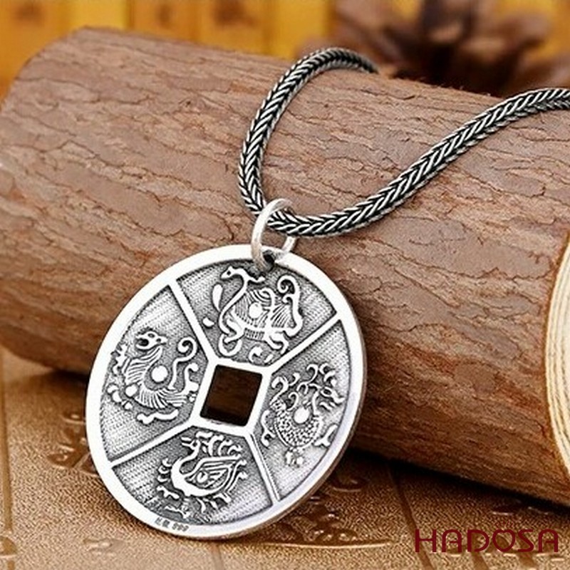 Mặt Dây Chuyền Nam Bạc Thái Tứ Linh Hộ Mệnh 41mm