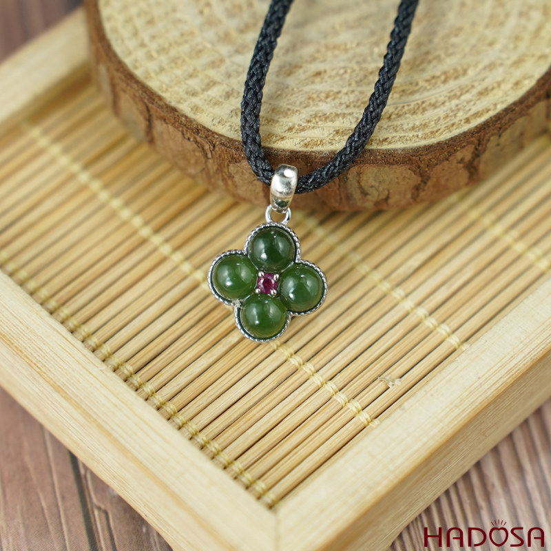 Mặt dây chuyền Ngọc bích 5mm bạc 925 HADOSA