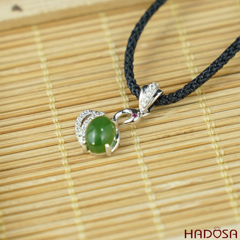 Mặt dây chuyền Ngọc bích 06*08mm bạc 925