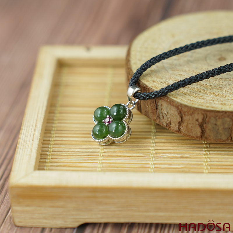 Mặt dây chuyền Ngọc bích 5mm bạc 925 HADOSA
