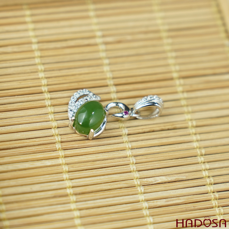 Mặt dây chuyền Ngọc bích 06*08mm bạc 925