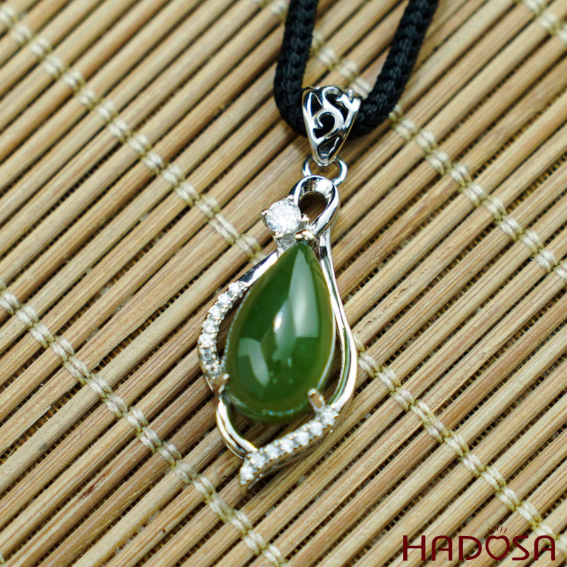 Mặt dây chuyền Ngọc bích 8x14mm bạc 925