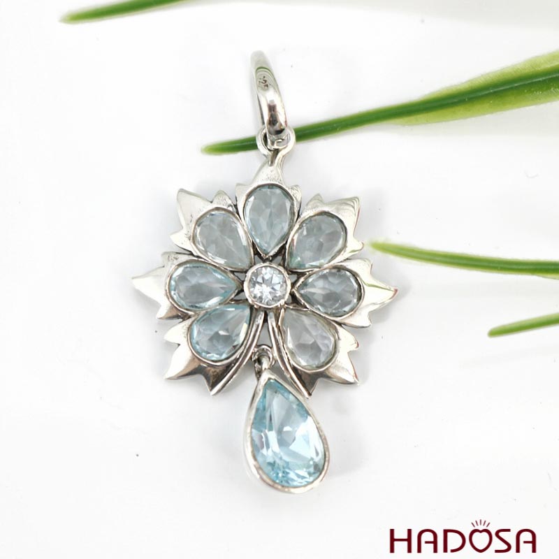 Mặt dây chuyền nữ đá Topaz cao cấp bạc 925