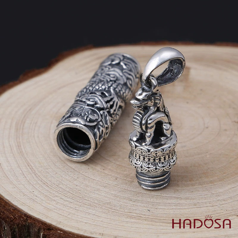 Mặt Dây Chuyền Nam Bạc Thái Rồng Ống Trụ