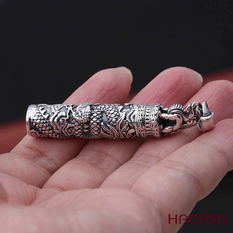 Mặt Dây Chuyền Nam Bạc Thái Rồng Ống Trụ