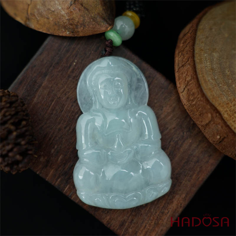 Mặt Phật Quan Âm Ngọc Cẩm Thạch A Nếp Băng