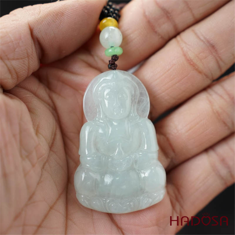 Mặt Phật Quan Âm Ngọc Cẩm Thạch A Nếp Băng