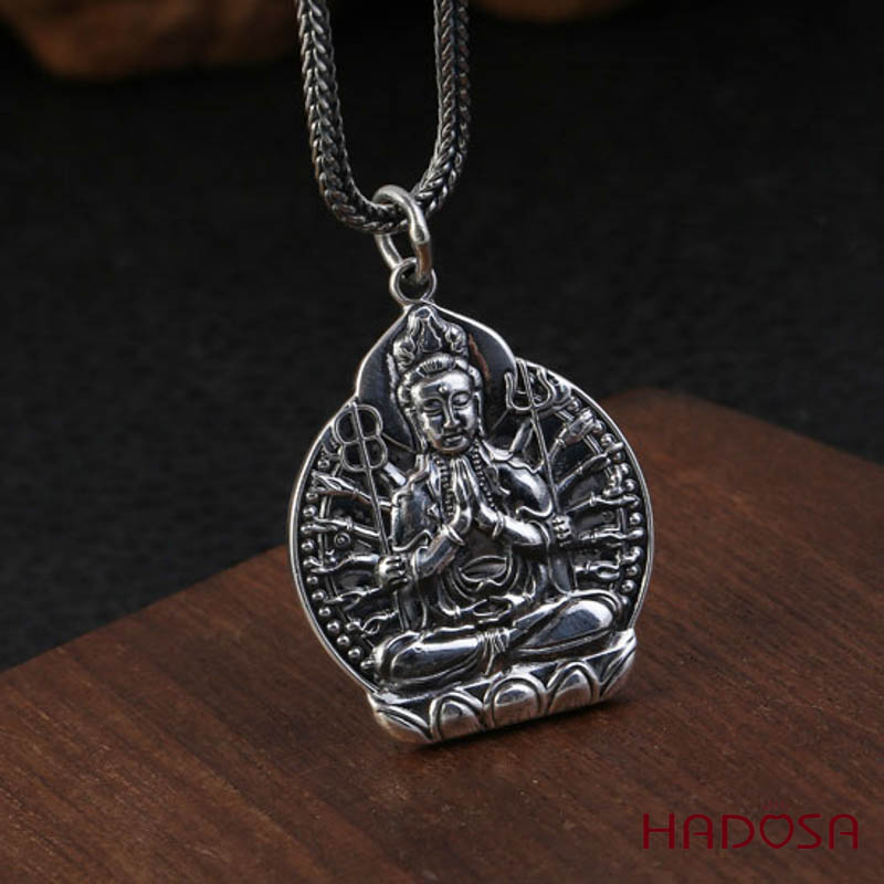 Mặt dây chuyền bạc Phật Thiên Thủ Thiên Nhãn (Tý)