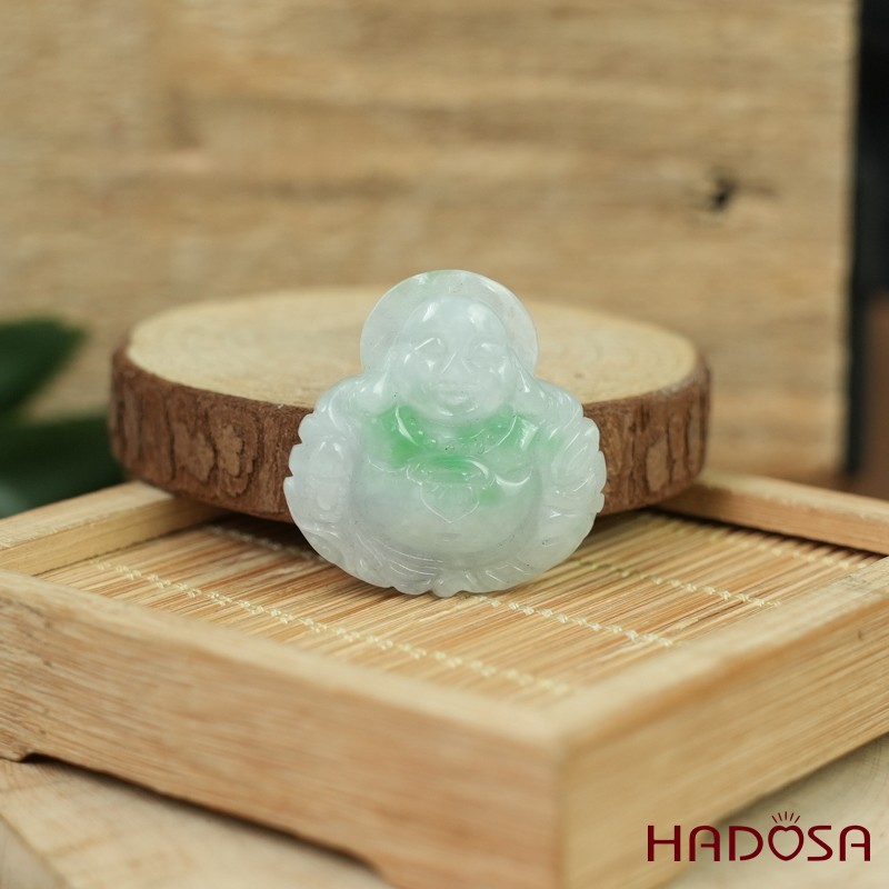 Mặt Di Lặc Cẩm Thạch trắng vân lý 28x28x7mm