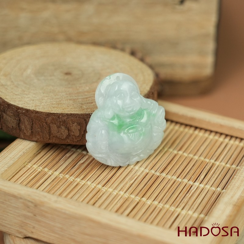 Mặt Di Lặc Cẩm Thạch trắng vân lý 28x28x7mm